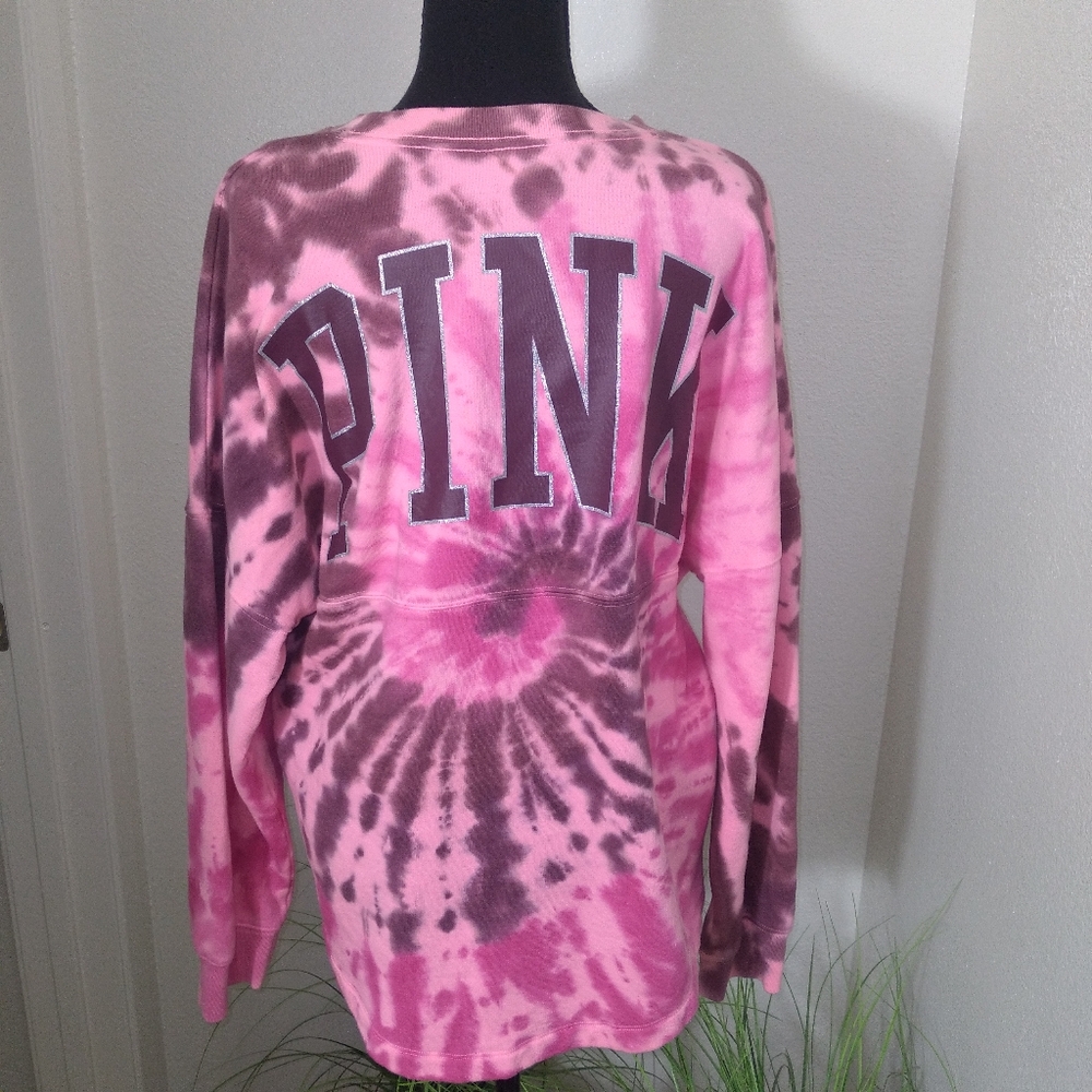 VICTORIA SECRET PINK Shine Tie-Dye Crew Neck Sweatshirt- Size M - Picture 3 of 14